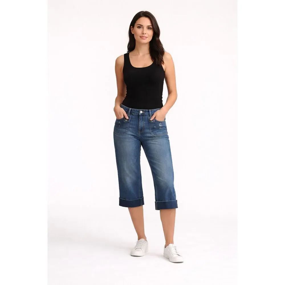 Banana Republic Capri Jeans Womens Size 8 Blue Cuffed Denim